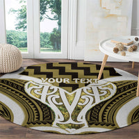 Aotearoa Atua Tangaroa Personalised Round Carpet God Of The Sea Maori Whale Tail Yellow