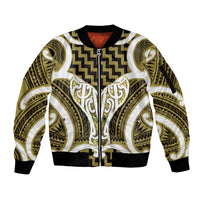 Aotearoa Atua Tangaroa Personalised Sleeve Zip Bomber Jacket God Of The Sea Maori Whale Tail Yellow