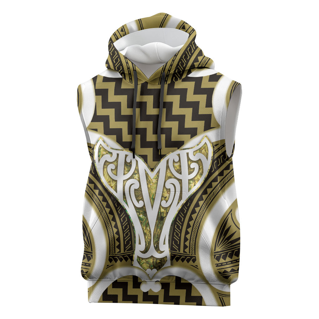 Aotearoa Atua Tangaroa Personalised Sleeveless Hoodie God Of The Sea Maori Whale Tail Yellow