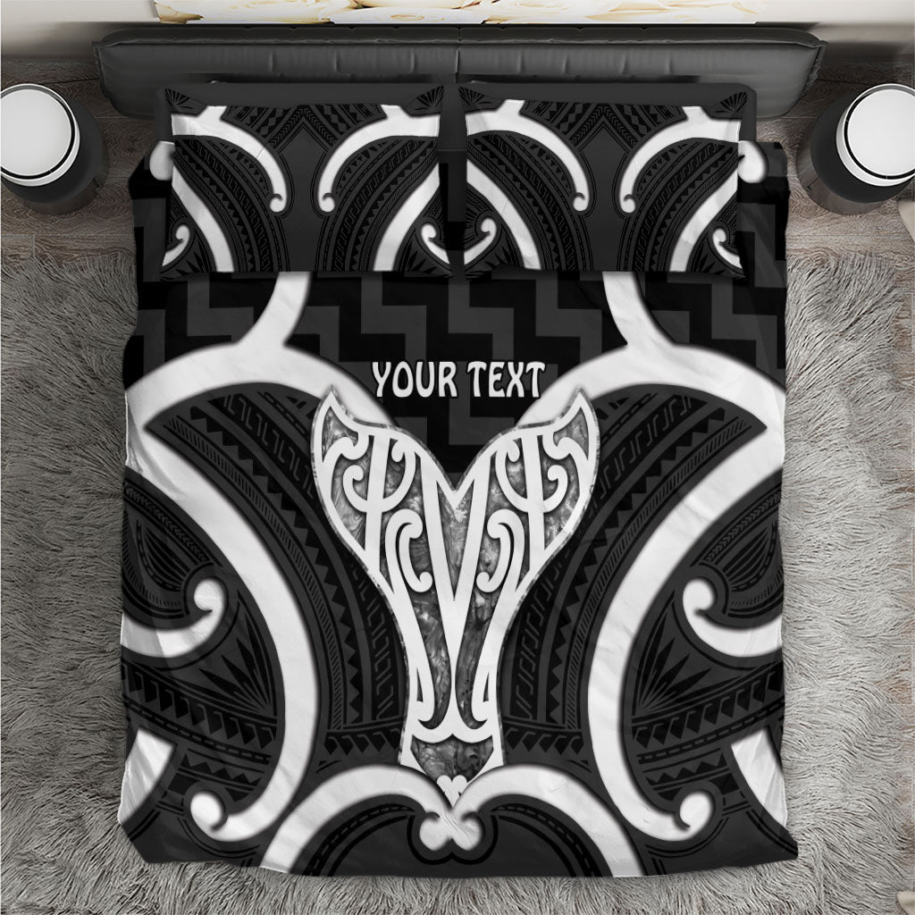 Aotearoa Atua Tangaroa Personalised Bedding Set God Of The Sea Maori Whale Tail Black