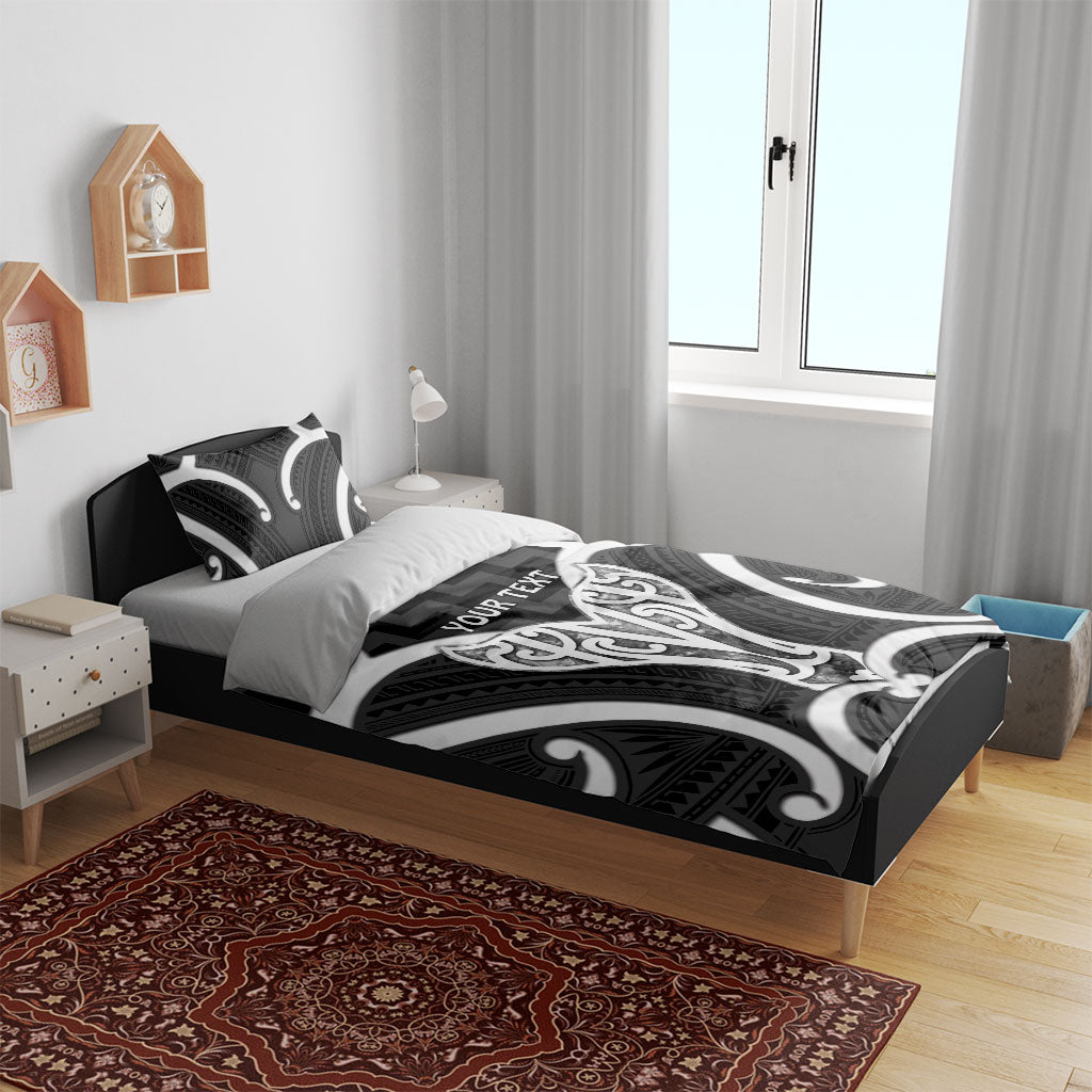 Aotearoa Atua Tangaroa Personalised Bedding Set God Of The Sea Maori Whale Tail Black
