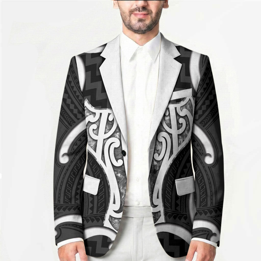 Aotearoa Atua Tangaroa Personalised Blazer God Of The Sea Maori Whale Tail Black