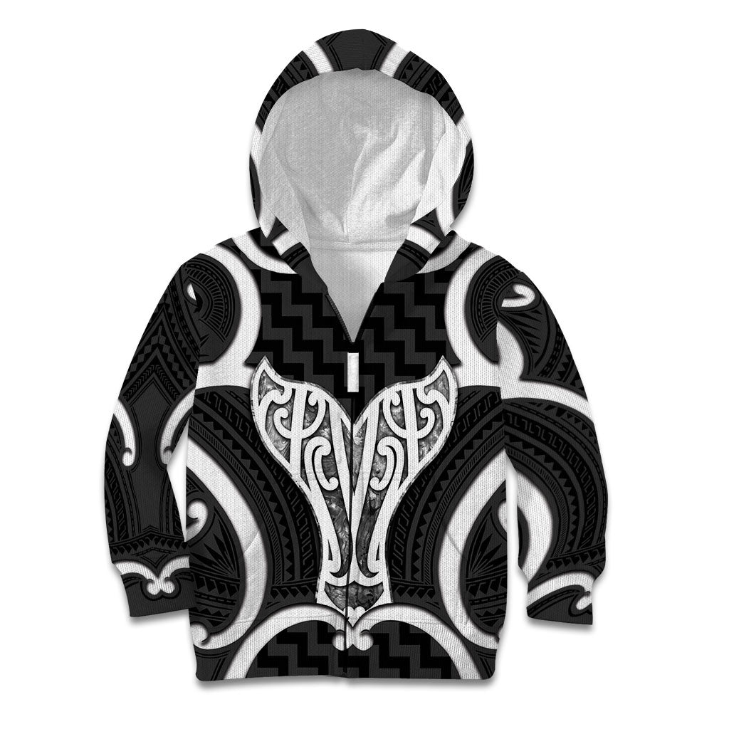 Aotearoa Atua Tangaroa Personalised Kid Hoodie God Of The Sea Maori Whale Tail Black