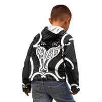 Aotearoa Atua Tangaroa Personalised Kid Hoodie God Of The Sea Maori Whale Tail Black