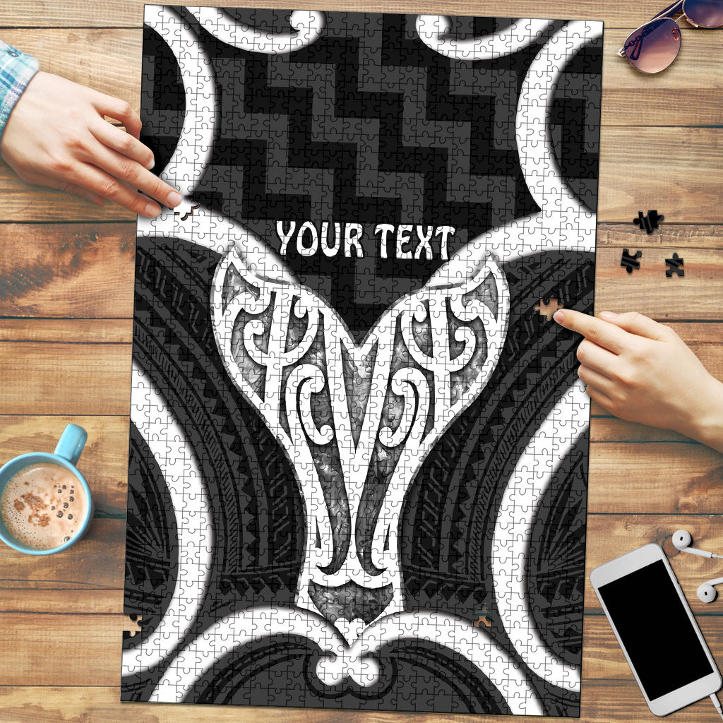 Aotearoa Atua Tangaroa Personalised Puzzle God Of The Sea Maori Whale Tail Black