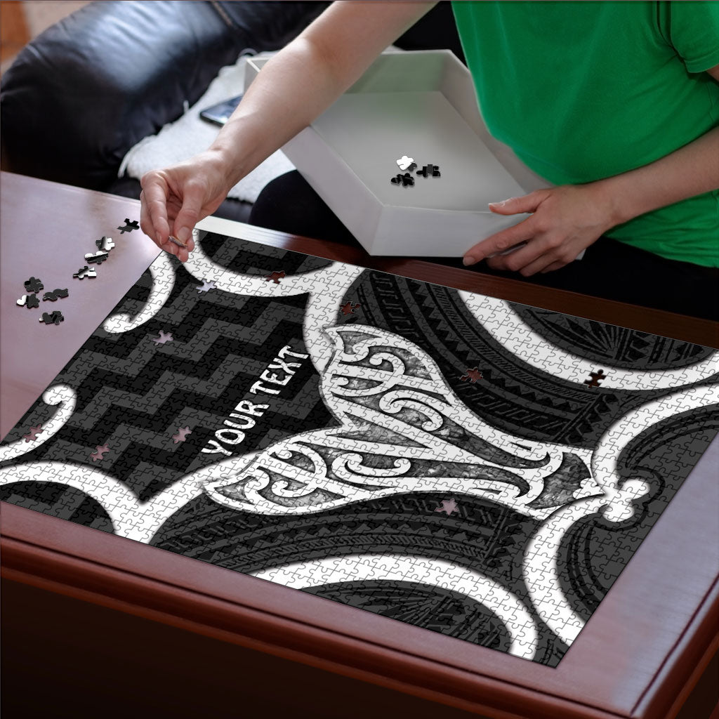 Aotearoa Atua Tangaroa Personalised Puzzle God Of The Sea Maori Whale Tail Black