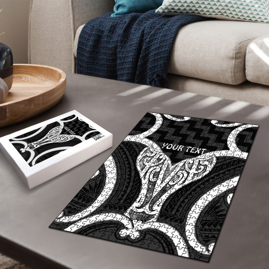 Aotearoa Atua Tangaroa Personalised Puzzle God Of The Sea Maori Whale Tail Black