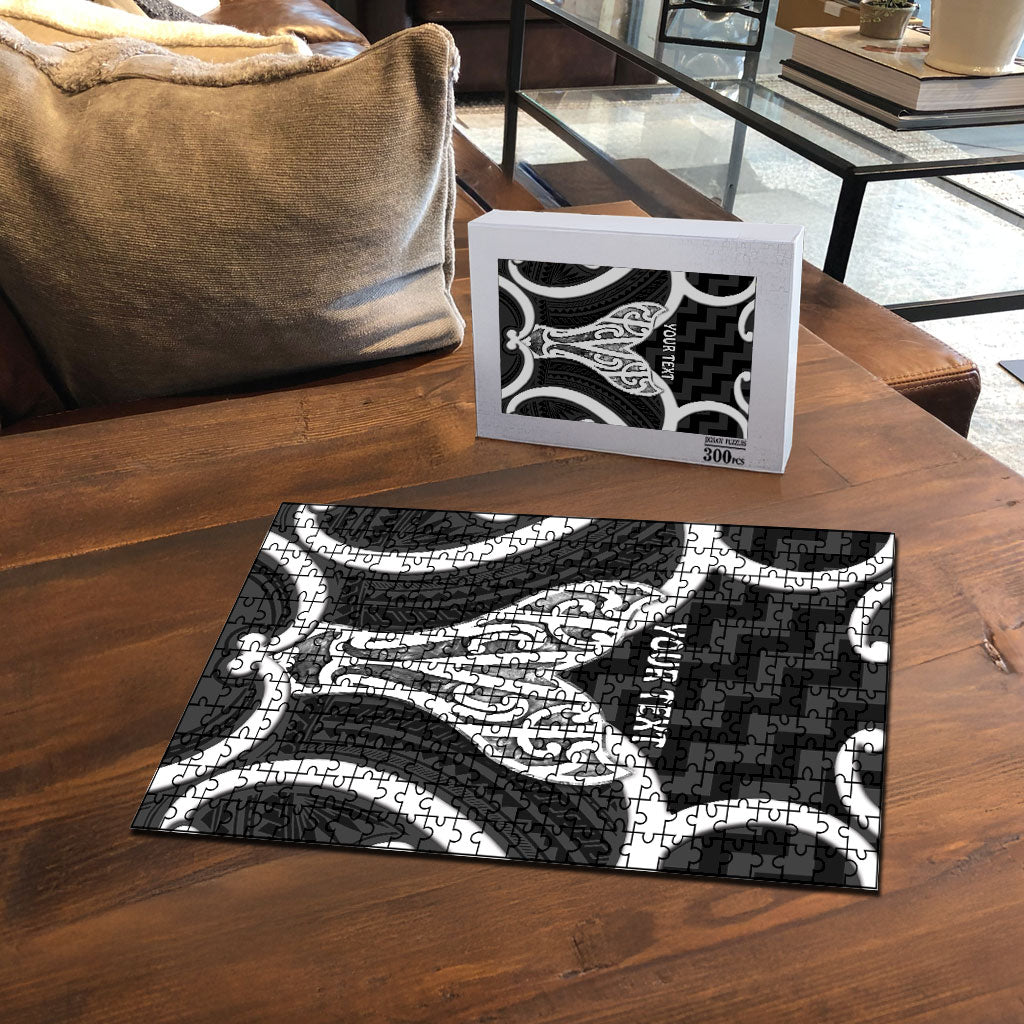 Aotearoa Atua Tangaroa Personalised Puzzle God Of The Sea Maori Whale Tail Black