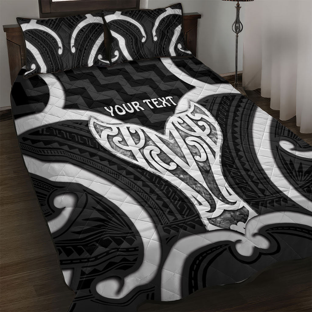 Aotearoa Atua Tangaroa Personalised Quilt Bed Set God Of The Sea Maori Whale Tail Black
