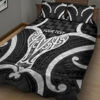Aotearoa Atua Tangaroa Personalised Quilt Bed Set God Of The Sea Maori Whale Tail Black