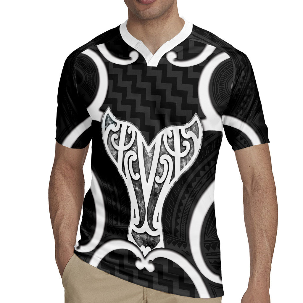 Aotearoa Atua Tangaroa Personalised Rugby Jersey God Of The Sea Maori Whale Tail Black