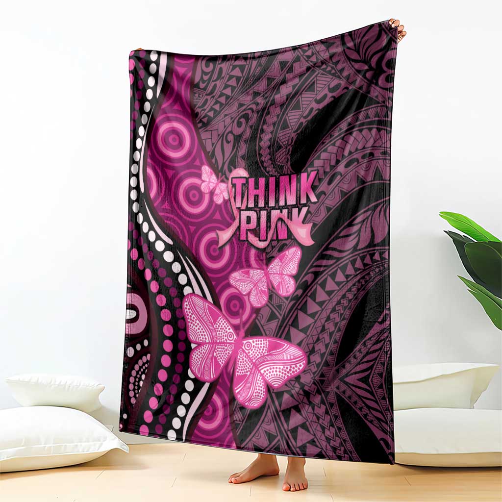 Think Pink Breast Cancer Awareness Blanket Butterfly Aboriginal Mix Polynesian Pattern LT14 - Polynesian Pride