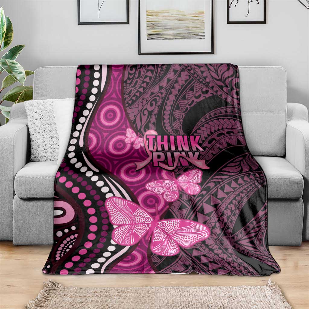 Think Pink Breast Cancer Awareness Blanket Butterfly Aboriginal Mix Polynesian Pattern LT14 - Polynesian Pride