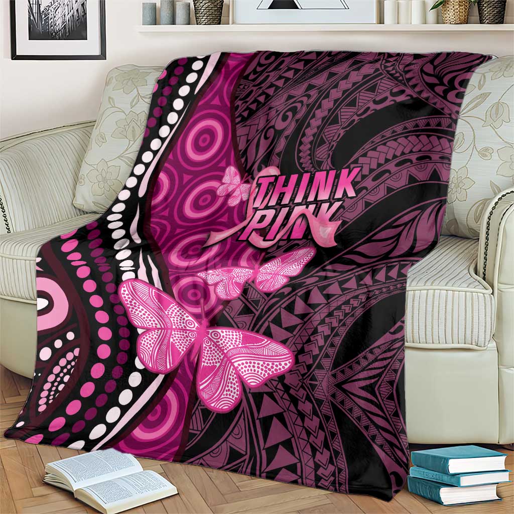 Think Pink Breast Cancer Awareness Blanket Butterfly Aboriginal Mix Polynesian Pattern LT14 - Polynesian Pride