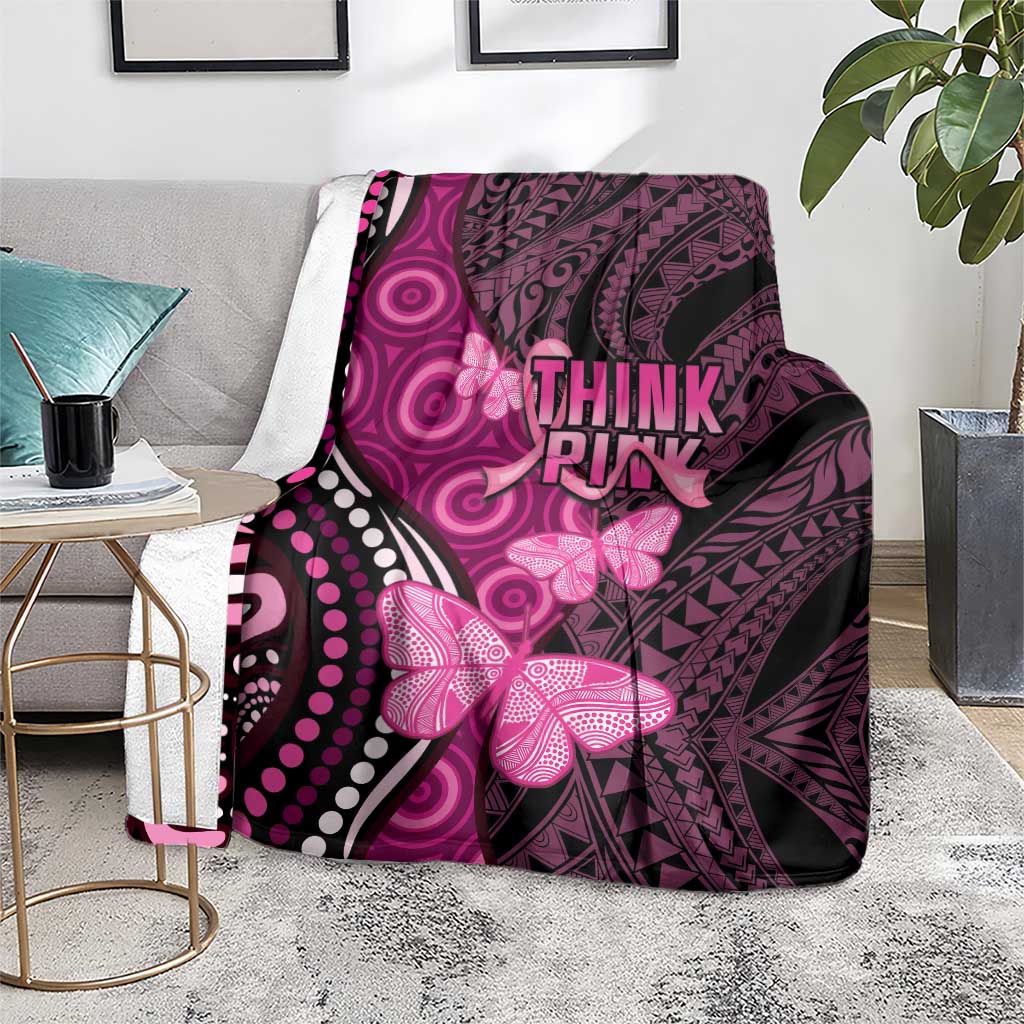 Think Pink Breast Cancer Awareness Blanket Butterfly Aboriginal Mix Polynesian Pattern LT14 - Polynesian Pride
