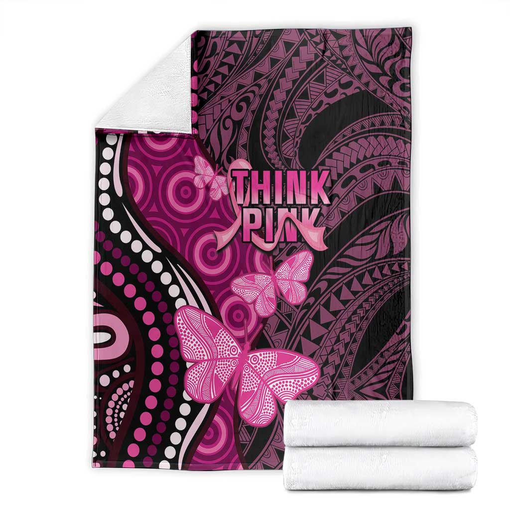 Think Pink Breast Cancer Awareness Blanket Butterfly Aboriginal Mix Polynesian Pattern LT14 - Polynesian Pride
