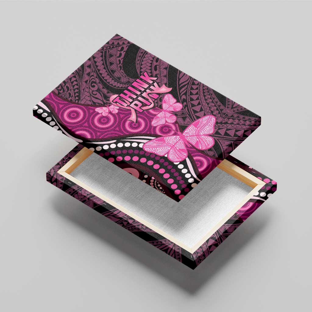 Think Pink Breast Cancer Awareness Canvas Wall Art Butterfly Aboriginal Mix Polynesian Pattern LT14 - Polynesian Pride