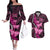 Think Pink Breast Cancer Awareness Couples Matching Off The Shoulder Long Sleeve Dress and Hawaiian Shirt Butterfly Aboriginal Mix Polynesian Pattern