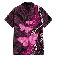 Think Pink Breast Cancer Awareness Family Matching Off Shoulder Maxi Dress and Hawaiian Shirt Butterfly Aboriginal Mix Polynesian Pattern LT14 - Polynesian Pride