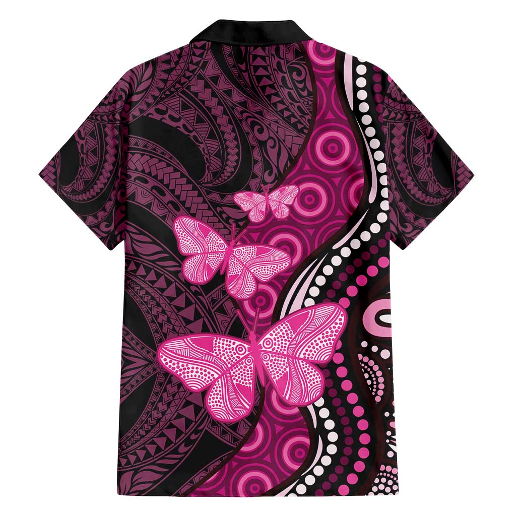 Think Pink Breast Cancer Awareness Family Matching Summer Maxi Dress and Hawaiian Shirt Butterfly Aboriginal Mix Polynesian Pattern LT14 - Polynesian Pride