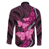 Think Pink Breast Cancer Awareness Family Matching Summer Maxi Dress and Hawaiian Shirt Butterfly Aboriginal Mix Polynesian Pattern LT14 - Polynesian Pride
