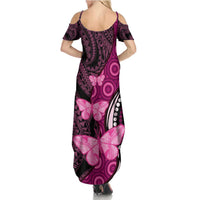 Think Pink Breast Cancer Awareness Family Matching Summer Maxi Dress and Hawaiian Shirt Butterfly Aboriginal Mix Polynesian Pattern LT14 - Polynesian Pride
