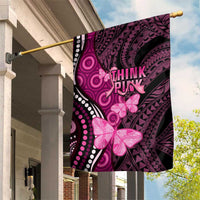 Think Pink Breast Cancer Awareness Garden Flag Butterfly Aboriginal Mix Polynesian Pattern
