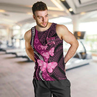 Think Pink Breast Cancer Awareness Men Tank Top Butterfly Aboriginal Mix Polynesian Pattern LT14 Pink - Polynesian Pride