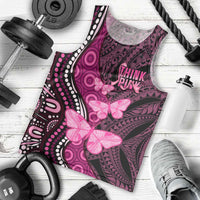 Think Pink Breast Cancer Awareness Men Tank Top Butterfly Aboriginal Mix Polynesian Pattern LT14 - Polynesian Pride