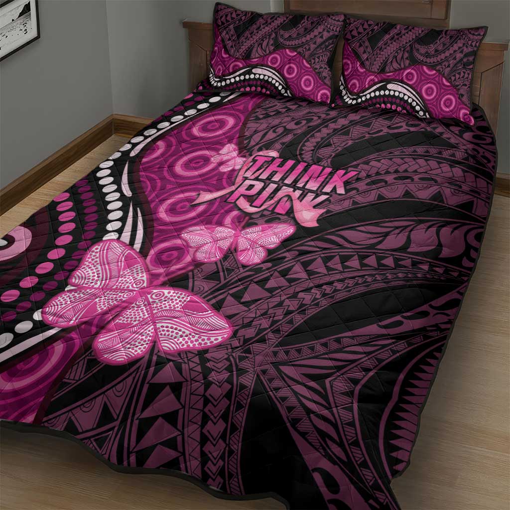 Think Pink Breast Cancer Awareness Quilt Bed Set Butterfly Aboriginal Mix Polynesian Pattern LT14 - Polynesian Pride