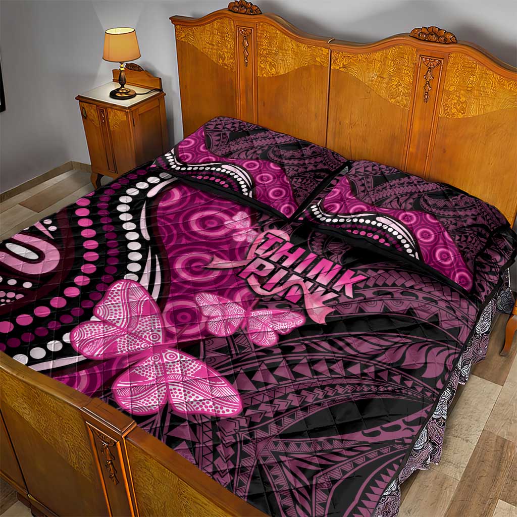 Think Pink Breast Cancer Awareness Quilt Bed Set Butterfly Aboriginal Mix Polynesian Pattern LT14 - Polynesian Pride
