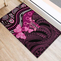 Think Pink Breast Cancer Awareness Rubber Doormat Butterfly Aboriginal Mix Polynesian Pattern LT14 - Polynesian Pride