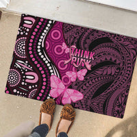 Think Pink Breast Cancer Awareness Rubber Doormat Butterfly Aboriginal Mix Polynesian Pattern LT14 - Polynesian Pride