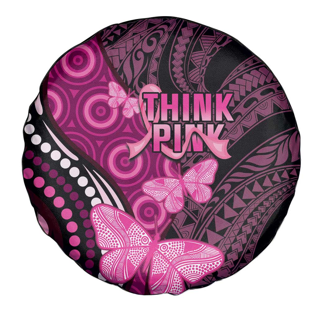 Think Pink Breast Cancer Awareness Spare Tire Cover Butterfly Aboriginal Mix Polynesian Pattern LT14 - Polynesian Pride