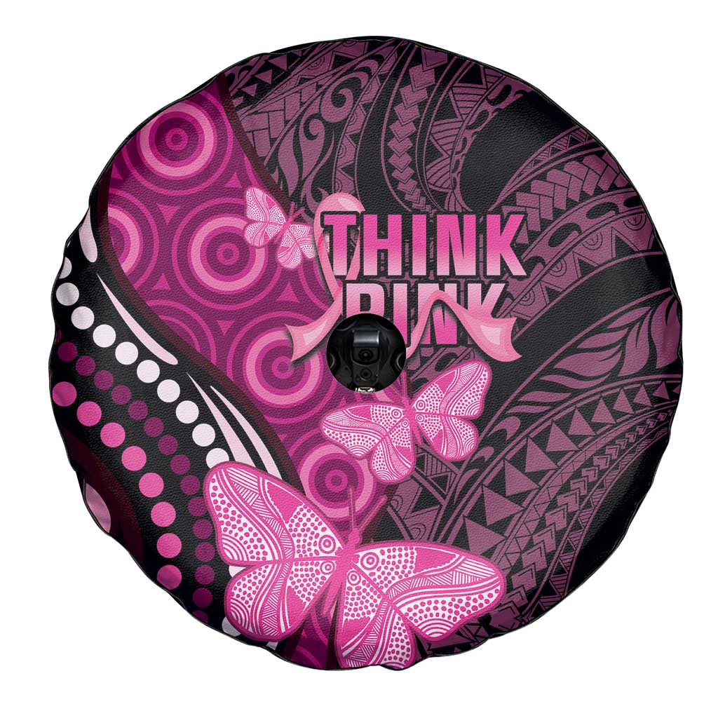 Think Pink Breast Cancer Awareness Spare Tire Cover Butterfly Aboriginal Mix Polynesian Pattern LT14 - Polynesian Pride