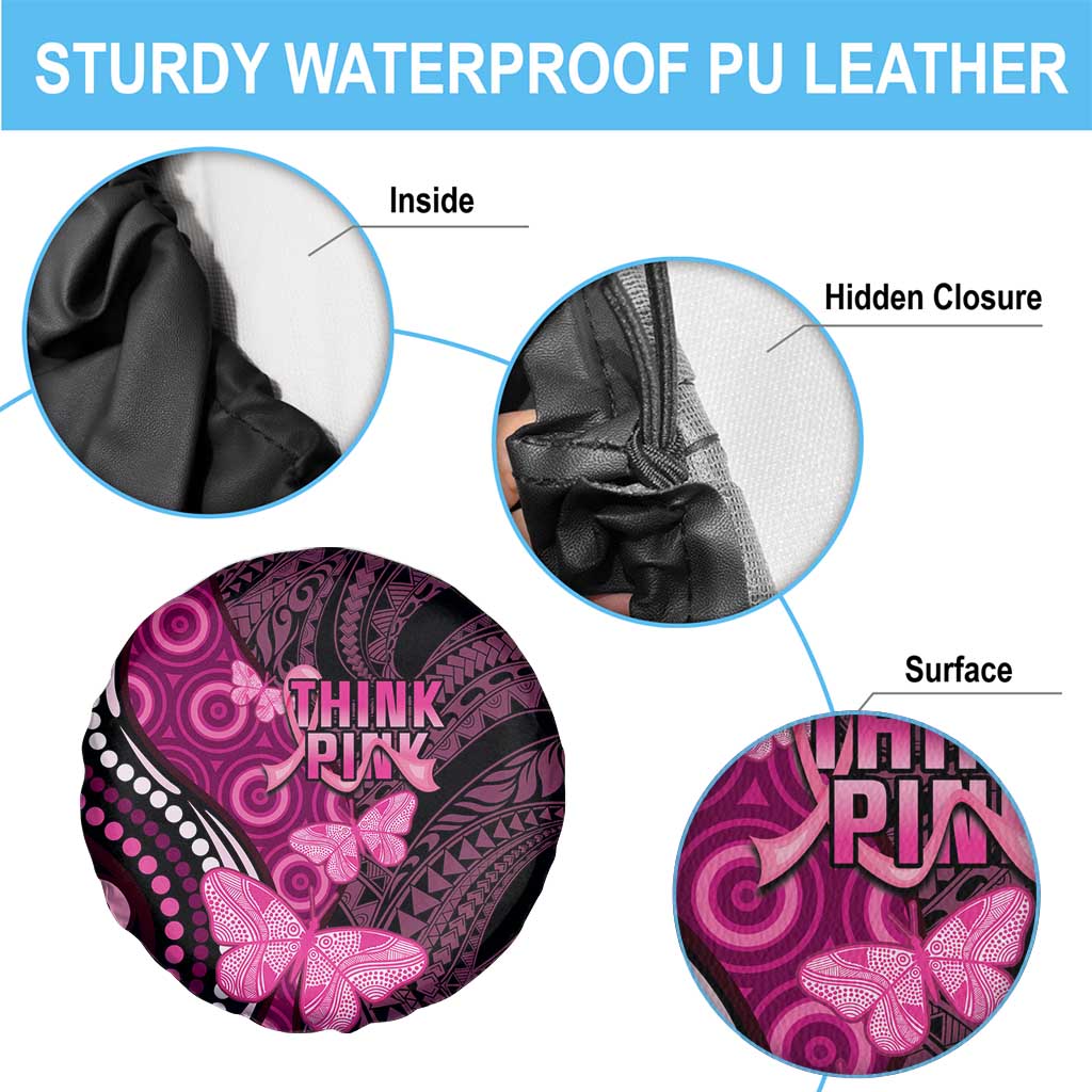 Think Pink Breast Cancer Awareness Spare Tire Cover Butterfly Aboriginal Mix Polynesian Pattern LT14 - Polynesian Pride