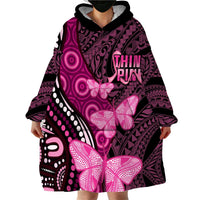 Think Pink Breast Cancer Awareness Wearable Blanket Hoodie Butterfly Aboriginal Mix Polynesian Pattern LT14 - Polynesian Pride