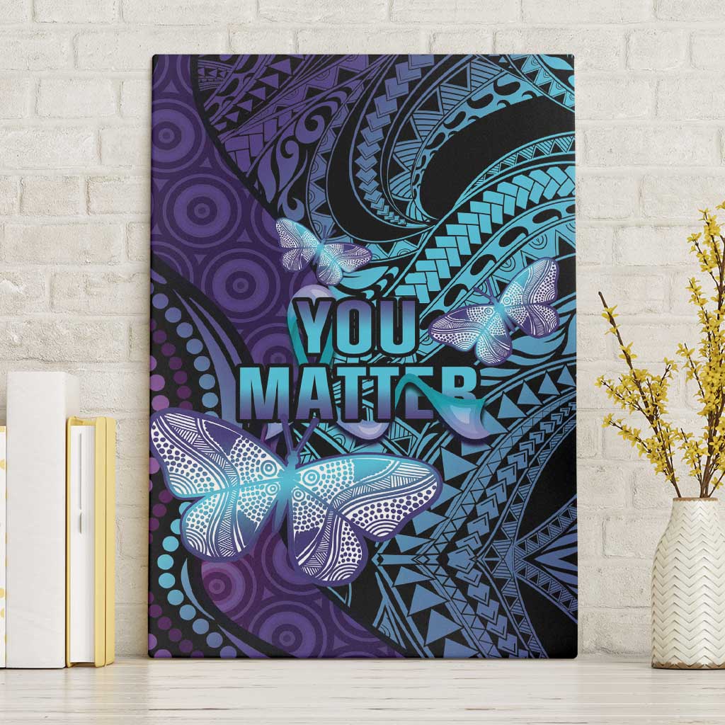 You Matter Suicide Prevention Awareness Canvas Wall Art Butterfly Aboriginal Mix Polynesian Pattern