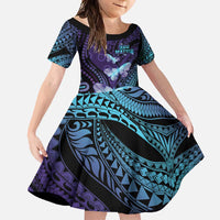 You Matter Suicide Prevention Awareness Family Matching Off Shoulder Maxi Dress and Hawaiian Shirt Butterfly Aboriginal Mix Polynesian Pattern LT14 Daughter's Dress Purple - Polynesian Pride