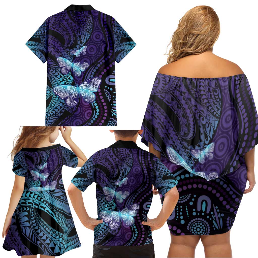 You Matter Suicide Prevention Awareness Family Matching Off Shoulder Short Dress and Hawaiian Shirt Butterfly Aboriginal Mix Polynesian Pattern LT14 - Polynesian Pride