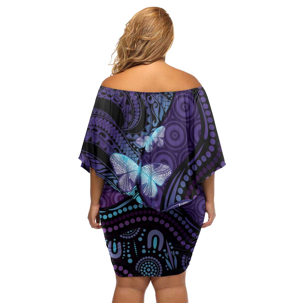 You Matter Suicide Prevention Awareness Family Matching Off Shoulder Short Dress and Hawaiian Shirt Butterfly Aboriginal Mix Polynesian Pattern LT14 - Polynesian Pride