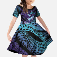 You Matter Suicide Prevention Awareness Family Matching Summer Maxi Dress and Hawaiian Shirt Butterfly Aboriginal Mix Polynesian Pattern LT14 Daughter's Dress Purple - Polynesian Pride