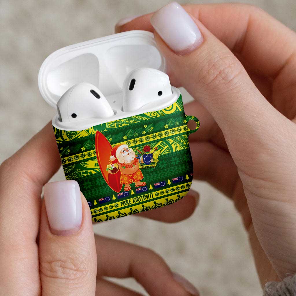 Cook Islands Christmas AirPods Case Surfing Santa Mere Kiritimiti - Polynesian Pride
