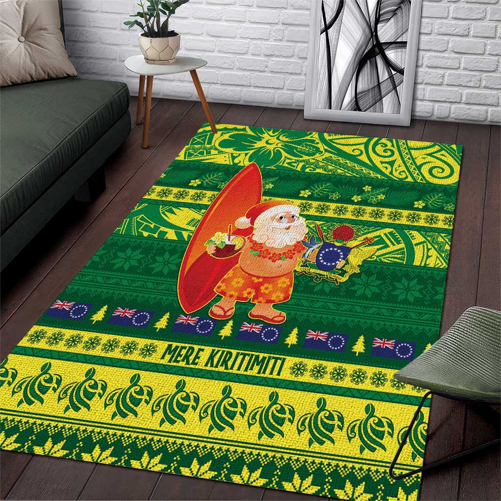 Cook Islands Christmas Area Rug Surfing Santa Mere Kiritimiti - Polynesian Pride