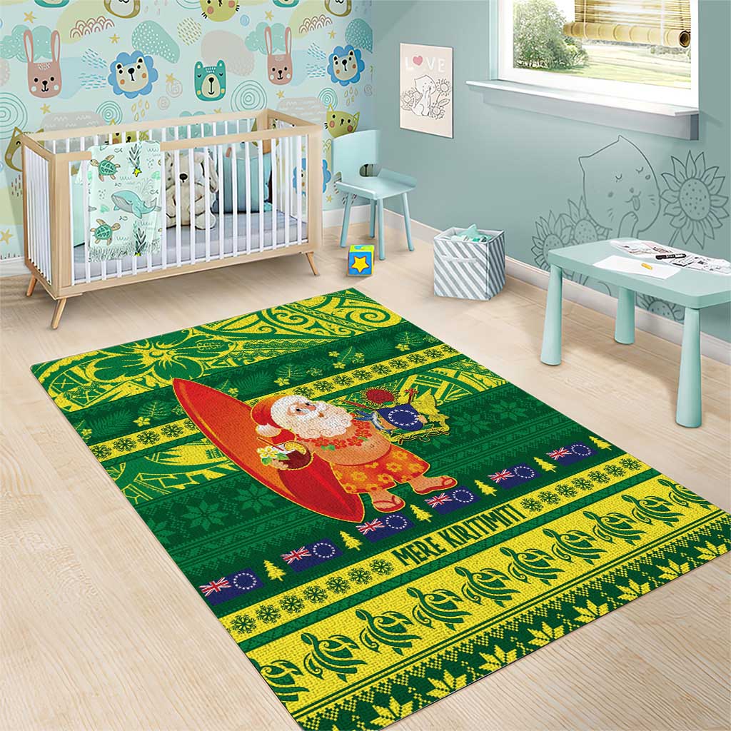 Cook Islands Christmas Area Rug Surfing Santa Mere Kiritimiti - Polynesian Pride