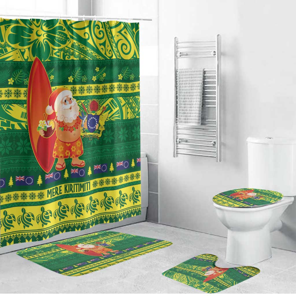 Cook Islands Christmas Bathroom Set Surfing Santa Mere Kiritimiti - Polynesian Pride