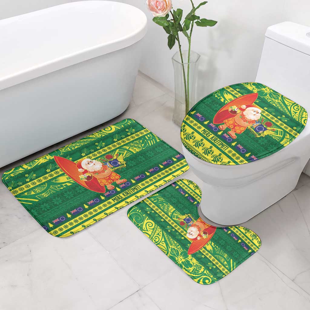 Cook Islands Christmas Bathroom Set Surfing Santa Mere Kiritimiti - Polynesian Pride