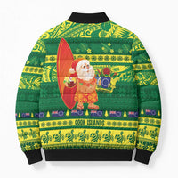 Cook Islands Christmas Bomber Puffer Jacket Surfing Santa Mere Kiritimiti - Polynesian Pride