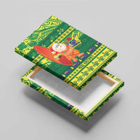 Cook Islands Christmas Canvas Wall Art Surfing Santa Mere Kiritimiti - Polynesian Pride