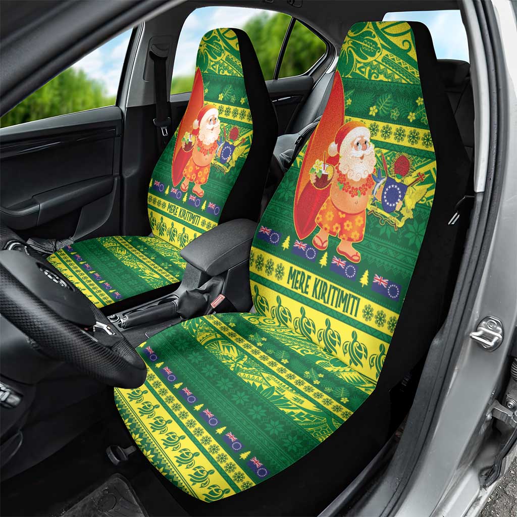Cook Islands Christmas Car Seat Cover Surfing Santa Mere Kiritimiti - Polynesian Pride